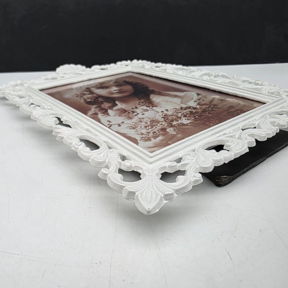 Vintage White Painted Metal Ornate Photo Frame Victorian Style 5x7 Inches - Picture 11 of 11